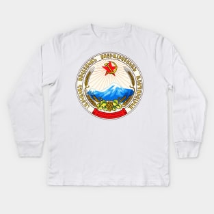 The coat of arms of Soviet Armenia depicting Mount Ararat in the center Kids Long Sleeve T-Shirt